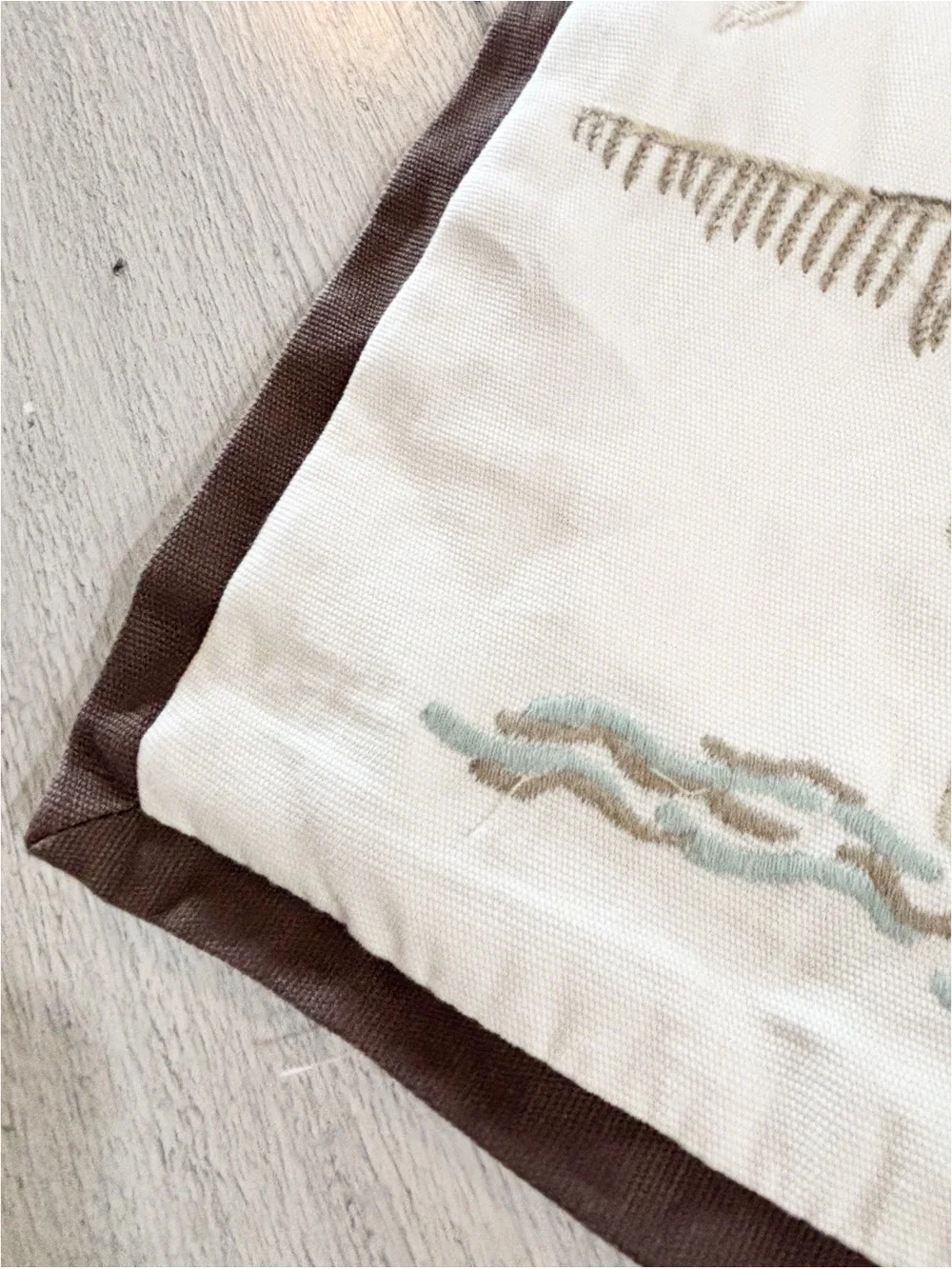 POTTERY BARN Ivory Brown Embroidered NEW YORK Lumbar 16